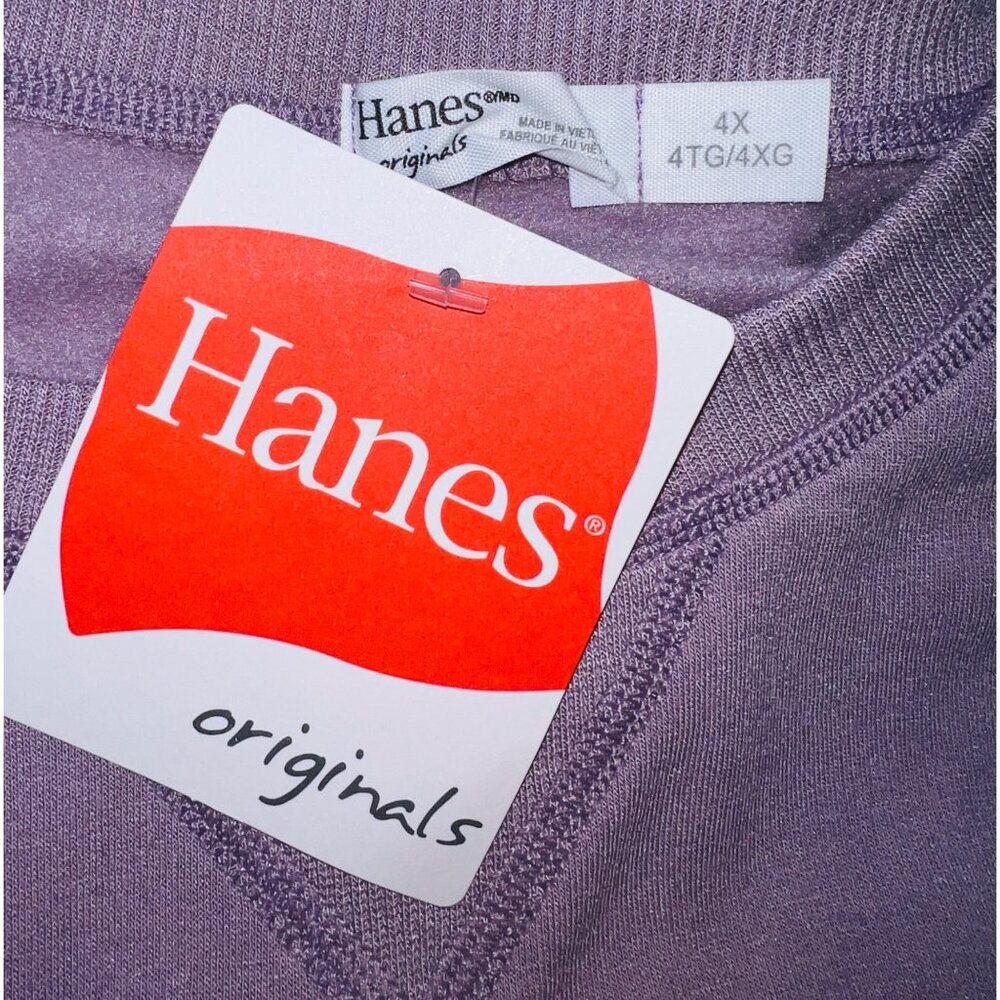 Hanes Originals Lavender 3/4 Sleeve Pullover Sweatshirt 4X Relaxed Fit Soft - Picture 3 of 5